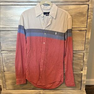 Ralph Lauren Men's Tri-Tone Button Down Shirt - Red, Gray, Cream